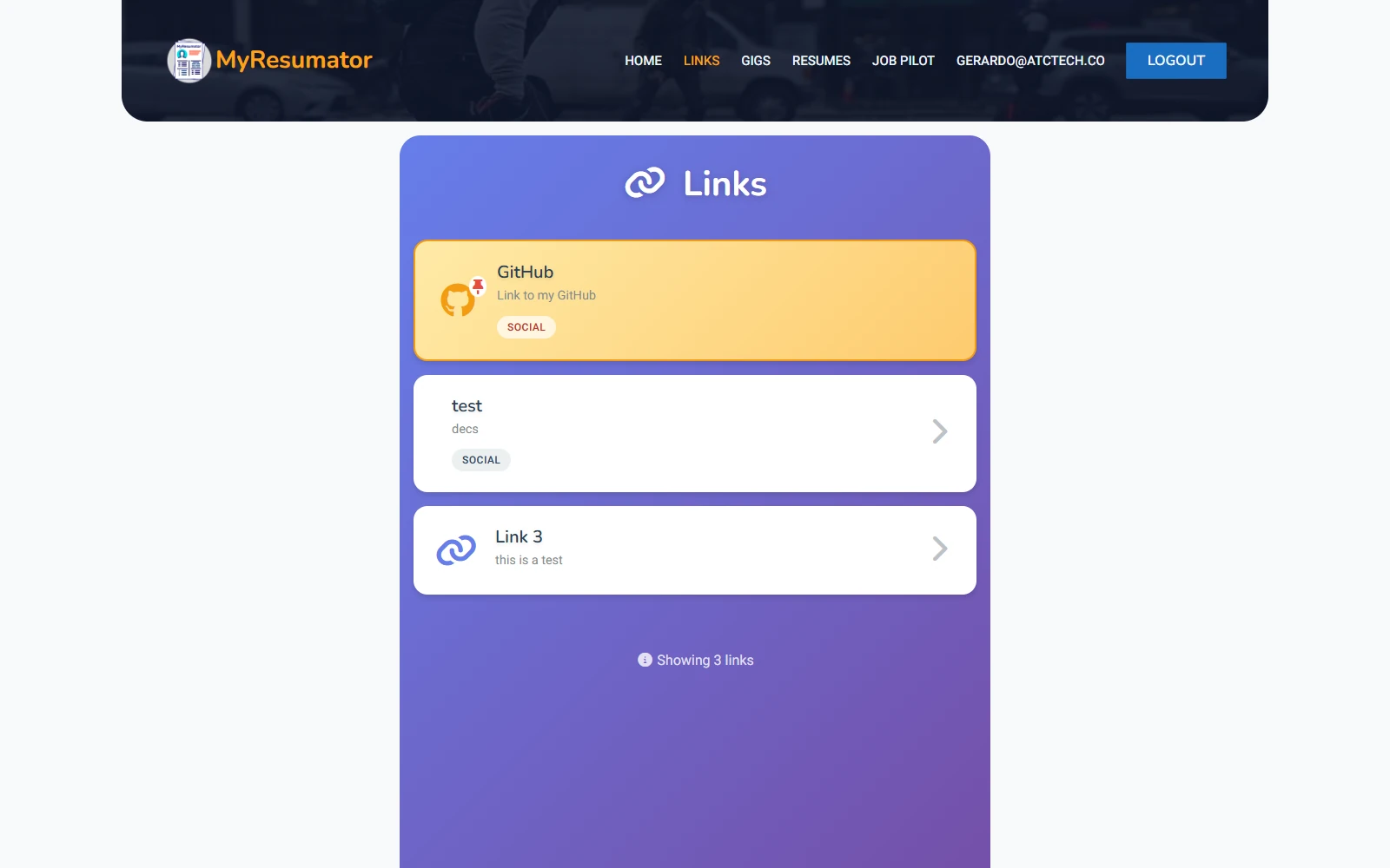 Public Links Landing Page screenshot
